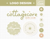 Editable Logo in Cottagecore Aesthetic Logo Design Customizable Colors Branding Boutique Shop Small Business Logo in Sage Green Colors - CDR