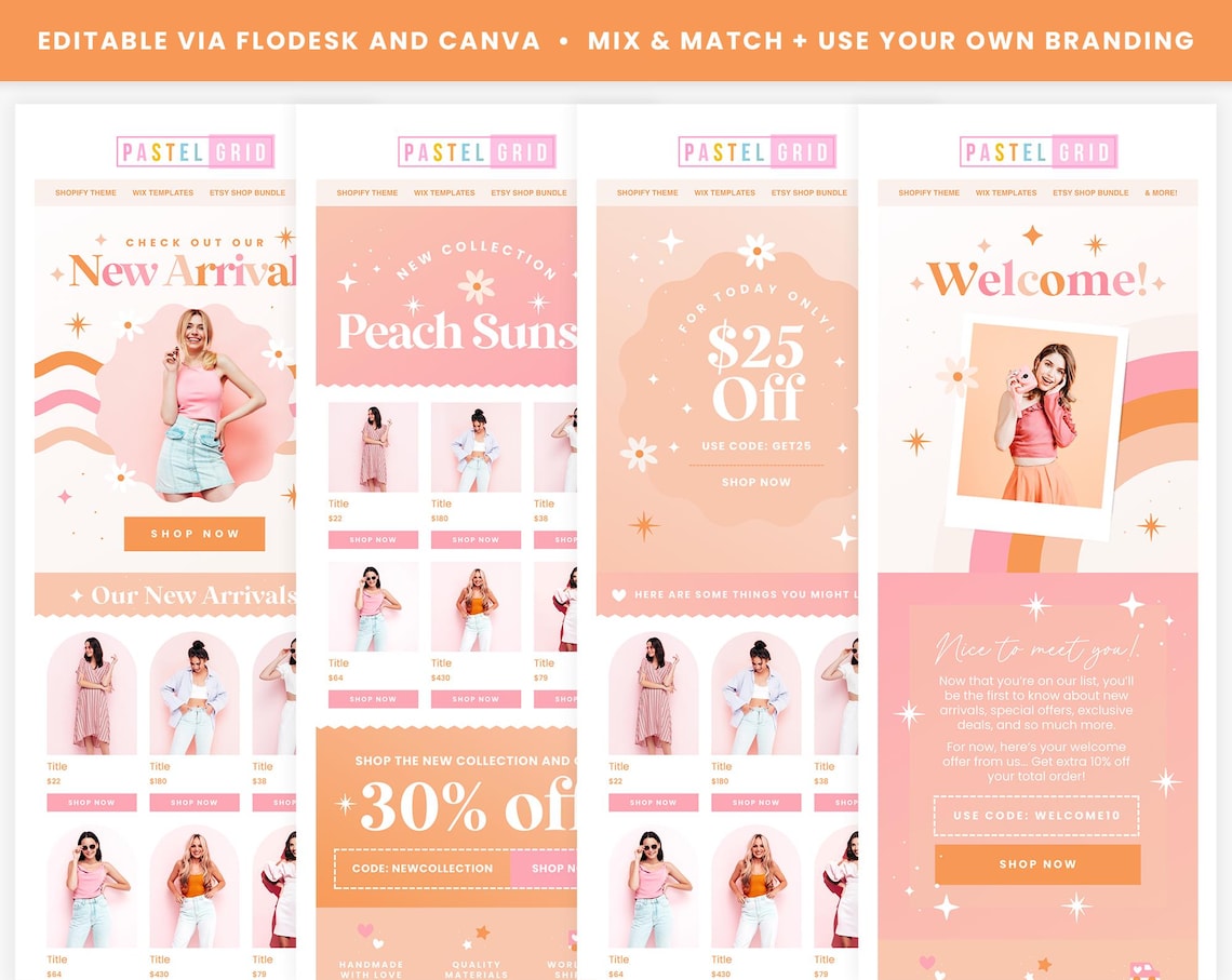 Flodesk Newsletter Templates Design Editable in Canva, Email Banners ...