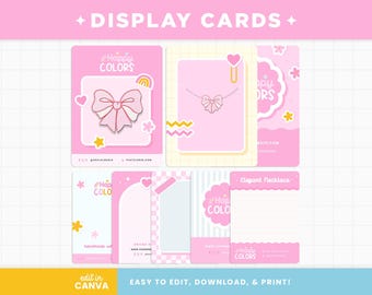Display Cards in Happy Colors Design - Editable Canva Template Customizable Backing Cards for Accessories - HPC