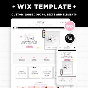 Wix Template in Black White Pink - Cute Wix Website Theme, Editable Canva Customizable Wix Web Shop Design Templates, Wix Theme Design - CBW