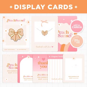 Display Cards Editable Canva Template Peach Pink Orange Bright Colors Aesthetic Customizable Backing Cards Product Display Template - PSS