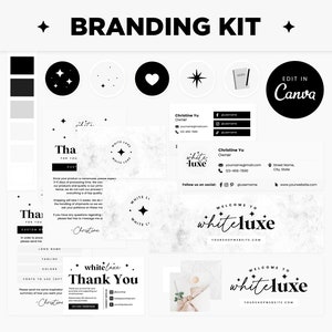 Branding Kit Black and White Minimalist Canva Templates Editable ...