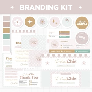 Branding Kit Canva Templates Editable and Customizable Business Cards Thank You Card Facebook Cover Instagram Highlights Youtube Twitter PCH