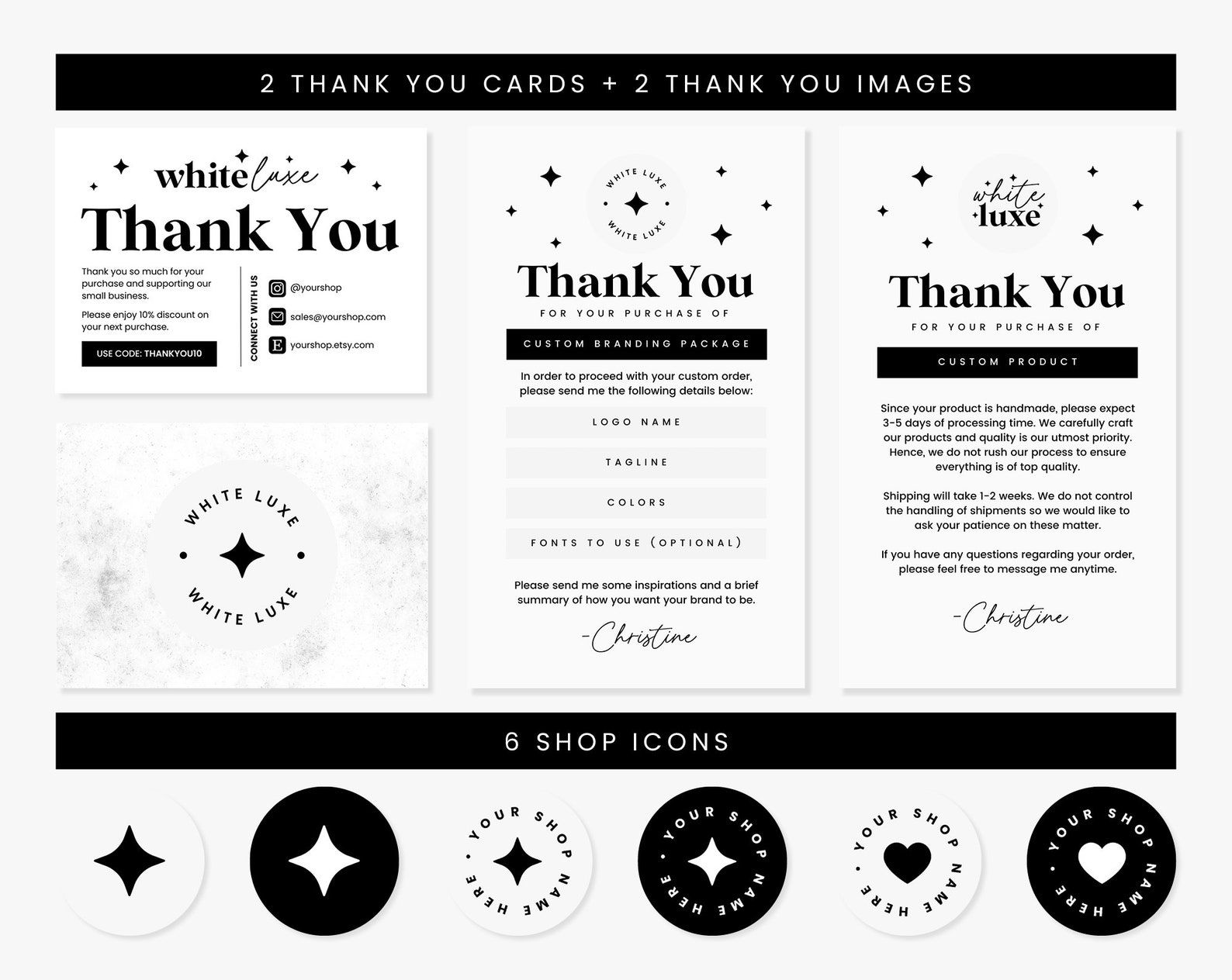 Etsy Shop Bundle Etsy Branding Kit Banner Templates in White Aesthetics ...