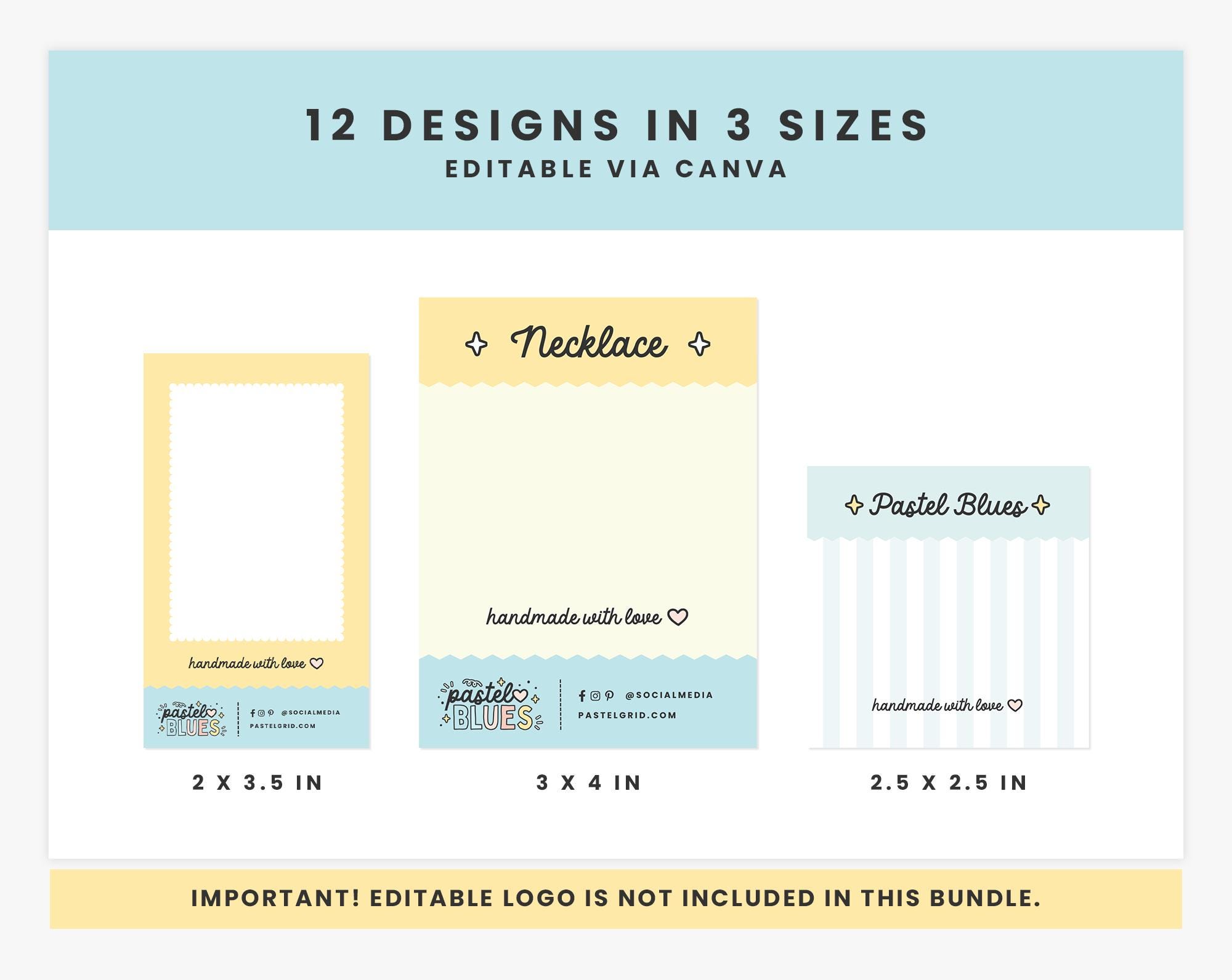 Editable Backing Paper Display Cards Editable Canva Template Pastel Blue Yellow Aesthetic ...