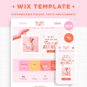 Wix Template in Red Pink Hearts Colorful Girly Rainbow Wix Website Theme, Editable Canva Customizable Wix Web Shop Design Template - LLH