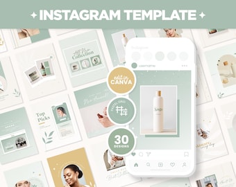 Instagram Posts Template Bundle in Square, Portrait, and Stories in Simply Sage - Canva Editable Social Media Templates - SSG