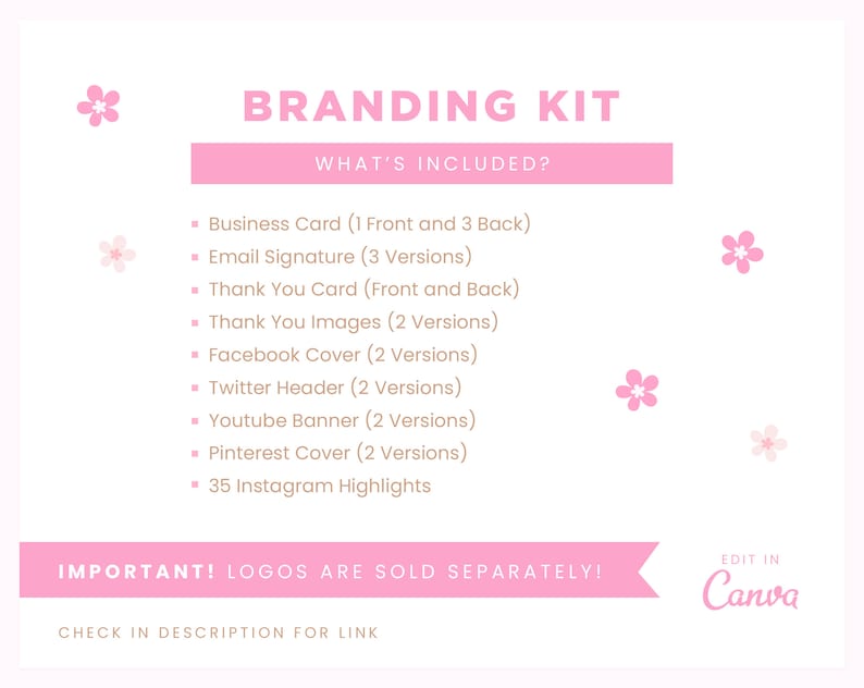 Branding Kit Pink Sakura Cherry Blossoms Canva Template Editable ...