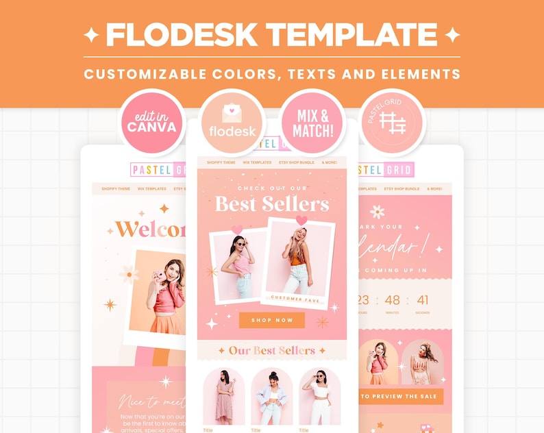 Newsletter Design Using Flodesk Flodesk Newsletter Templates Design Editable in Canva, Email Banners ...