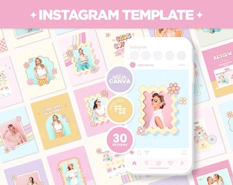 Plantillas para publicaciones de Instagram con colores del arcoíris pastel y maravillosos en formato cuadrado, para historias, Canva, editables, en rosa y naranja, para redes sociales - DPT