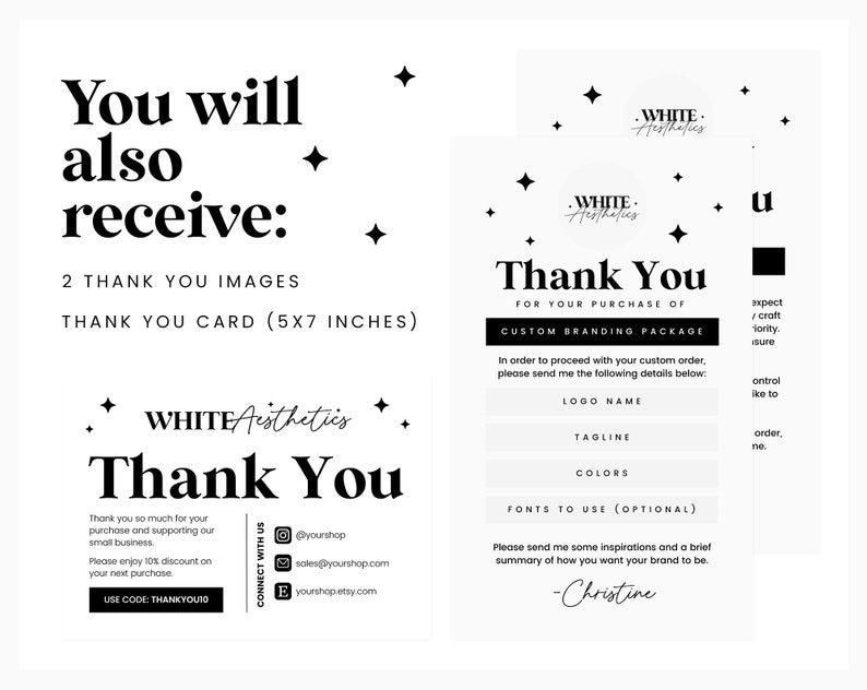 Etsy Shop Bundle Etsy Branding Kit Banner Templates in White Etsy