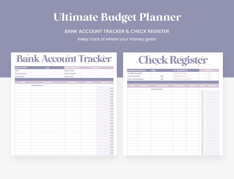 Purple Budget Spreadsheet Extended Digital Budget Planner Etsy