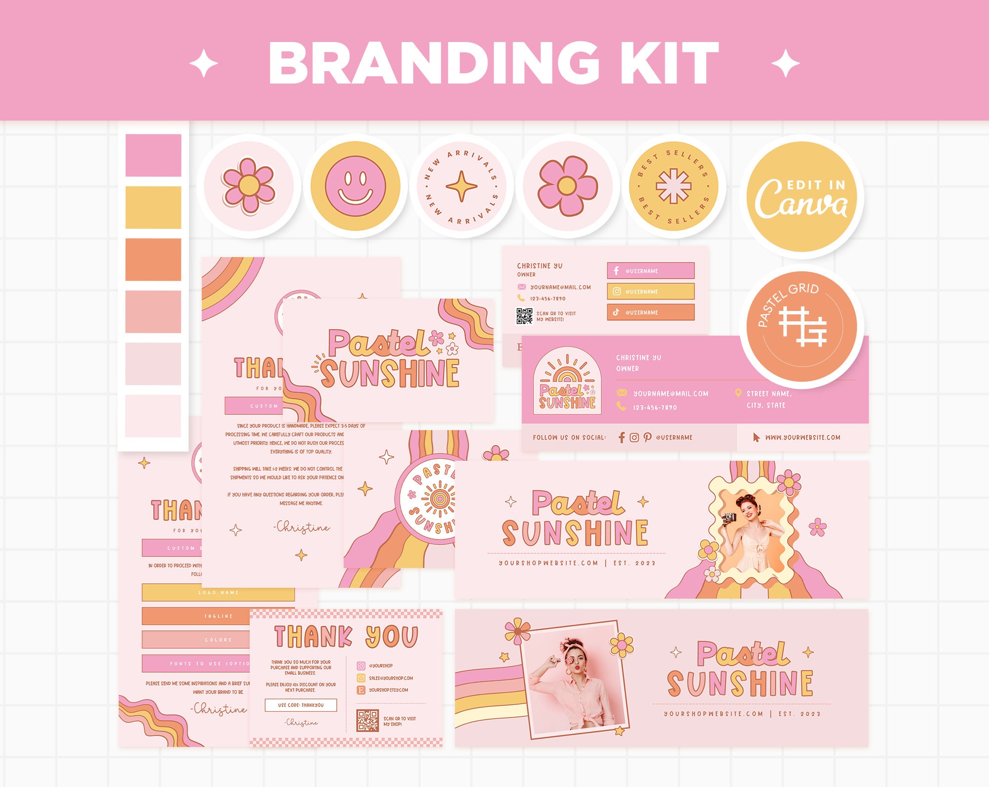 Branding Kit Canva Templates Editable and Customizable Business Cards ...