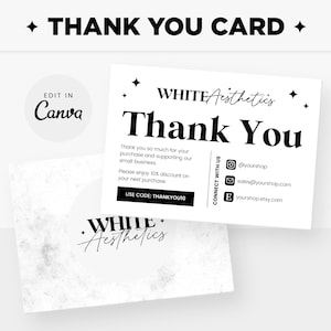 Dankeskartenvorlage Bearbeitbar in Canva, Schwarz-Weiß-Ästhetik Anpassbares Dankeskartendesign - WXL