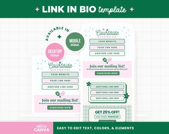 Courtside Aesthetic Instagram Link Page – Editable Canva Template (Link in Bio) - CSA