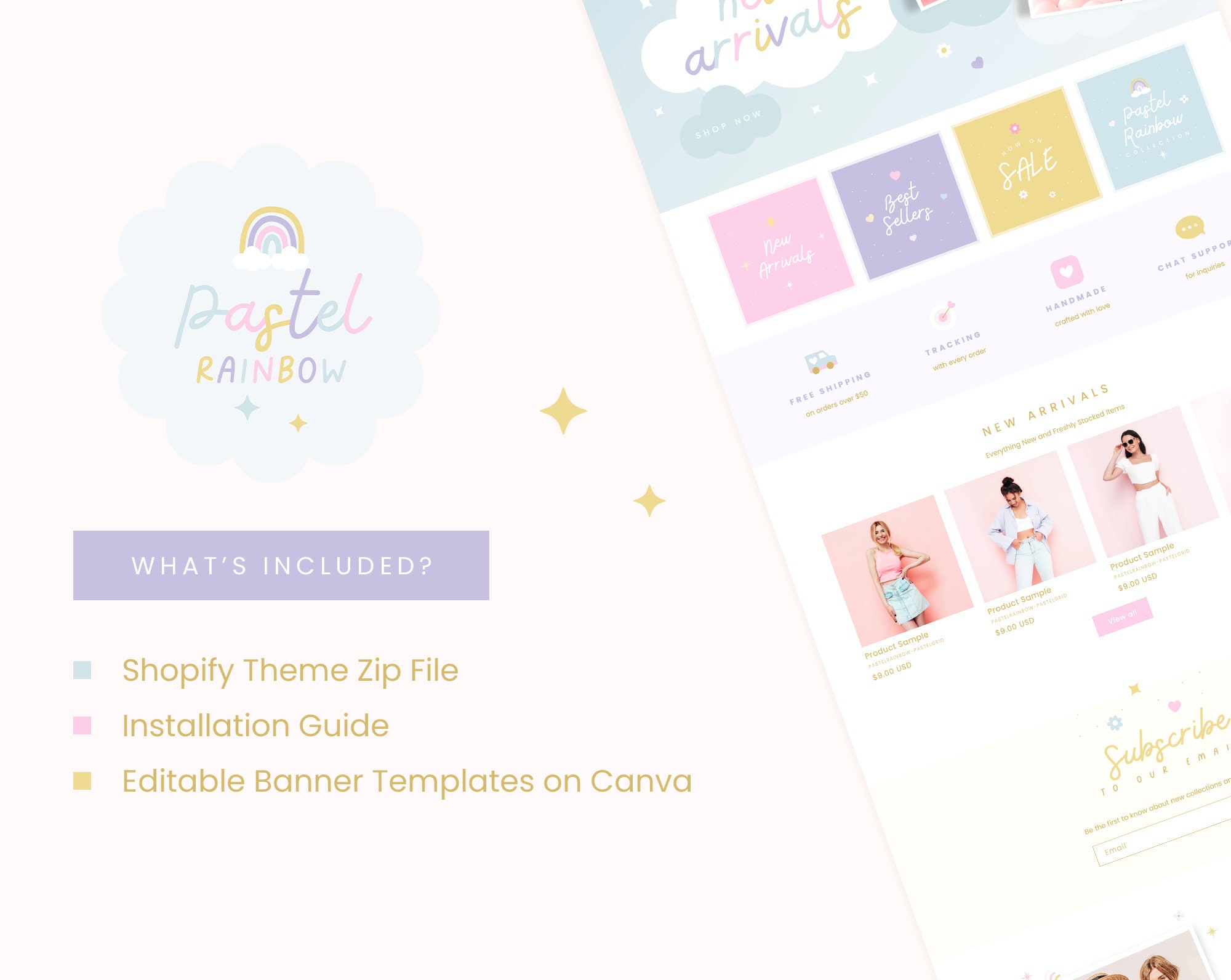 Shopify Background Color Shopify Theme Pastel Rainbow, Customizable Colors Shopify Theme ...