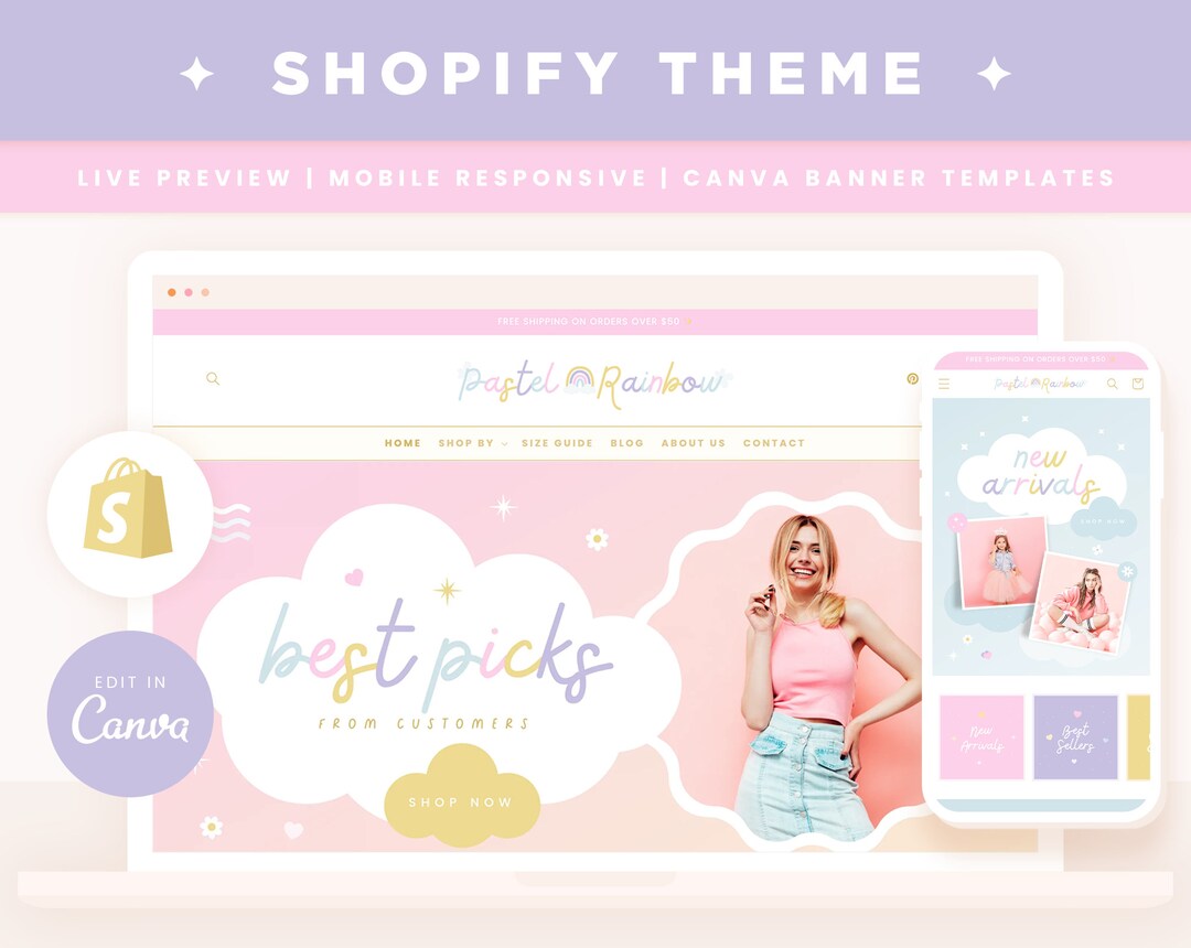 Shopify Background Color Shopify Theme Pastel Rainbow Customizable Colors Shopify - Etsy