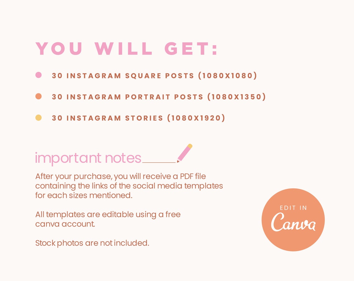 Instagram Posts Template Pastel Pink Groovy Rainbow Bundle in Square ...