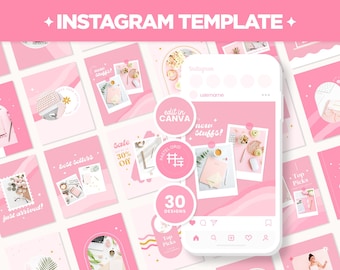 Instagram Posts Template Bundle in Square, Portrait, and Stories in Cherry Blossoms - Canva Editable Social Media Templates - CBS