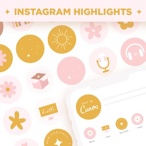 Instagram Highlight Covers Rosegold Pink Blush Pastel - Canva Editable Color Cute Aesthetic Light Pink Elegant IG Highlights Template - DBT