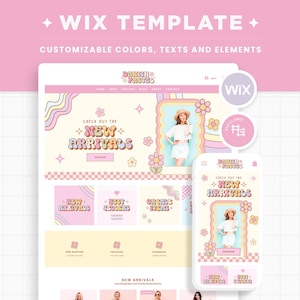 Wix Template in Danish Pastel Rainbow Cute Wix Website Theme, Editable Canva Customizable Shop Design Templates, Wix Theme Design - DPT
