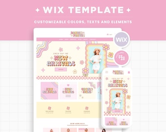Wix Template in Danish Pastel Rainbow Cute Wix Website Theme, Editable Canva Customizable Shop Design Templates, Wix Theme Design - DPT