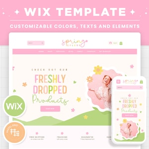 Wix Template in Frühlingsfarben - Helle bunte Blumen Wix Website Theme, bearbeitbare Canva anpassbare Wix Web Shop Design Templates - SCO