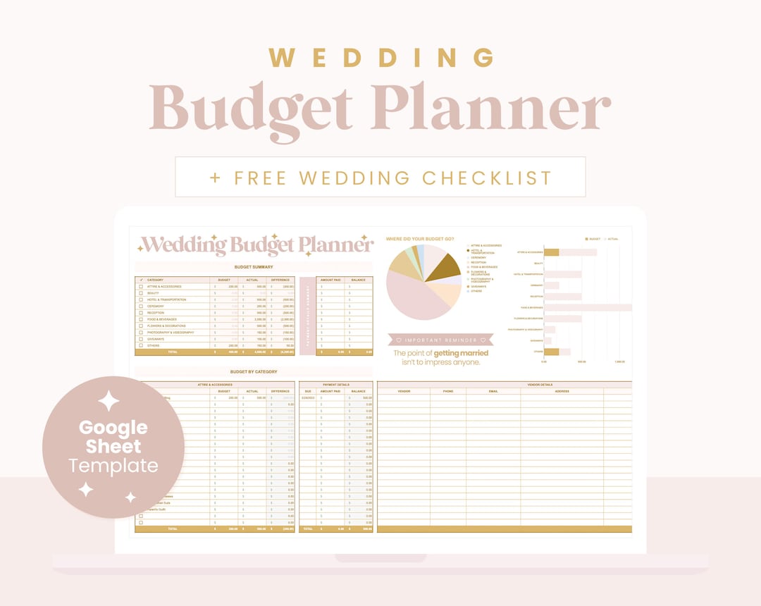 Buy Wedding Budget Planner Spreadsheet, Budget Tracker, Checklist, Google  Sheet Bridal Financial Tracker Online in India