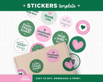 Stickers for Packaging Editable Canva Template in Courtside Aesthetic Customizable Shop Sticker Templates - CSA