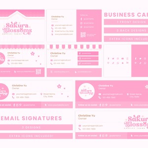 Branding Kit Pink Sakura Cherry Blossoms Canva Template Editable ...