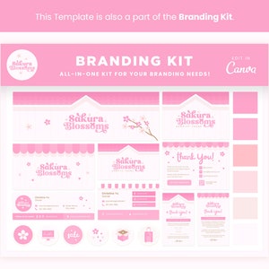 Thank You Card Template Editable in Canva Pink Sakura Cherry Blossoms ...