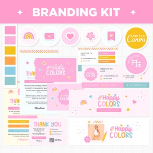 Branding Kit Canva Templates Editable and Customizable Business Cards Thank You Cards Facebook Instagram Highlights Youtube Twitter - HPC