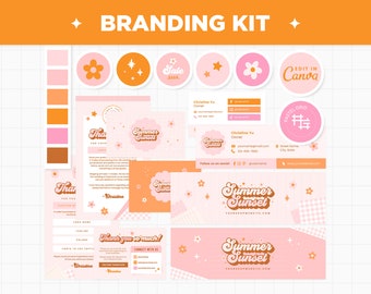 Kit de marque Modèles rose orange sur toile Cartes de visite