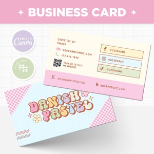 Visitenkarte Vorlage bearbeitbar im dänischen Pastellregenbogen Hellbunt Anpassbares Calling Card Design - DPT
