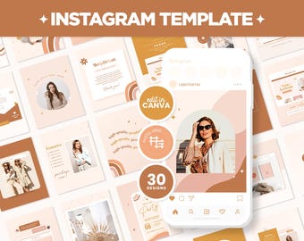 Instagram Posts Template Bundle in Square, Portrait, and Stories in Boho Dream - Canva Editable Social Media Templates - BDR