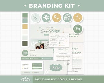 Branding Kit for Organic or Botanical Business Shop - Canva Templates Editable and Customizable Business Brand Design - SSG