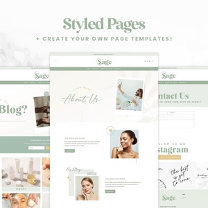 Shopify Theme Sage Green, Customizable Shopify Template, Editable Canva Banners, Skincare Boutique Aesthetic Design Shopify Website - SSG image 5