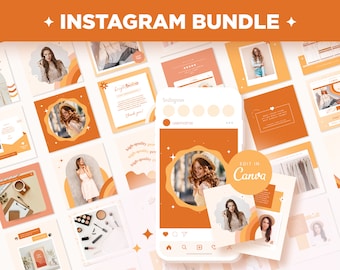 Instagram-berichtensjabloonbundel in vierkant, portret en verhalen in Bright Boho - Canva bewerkbare sociale media-sjablonen