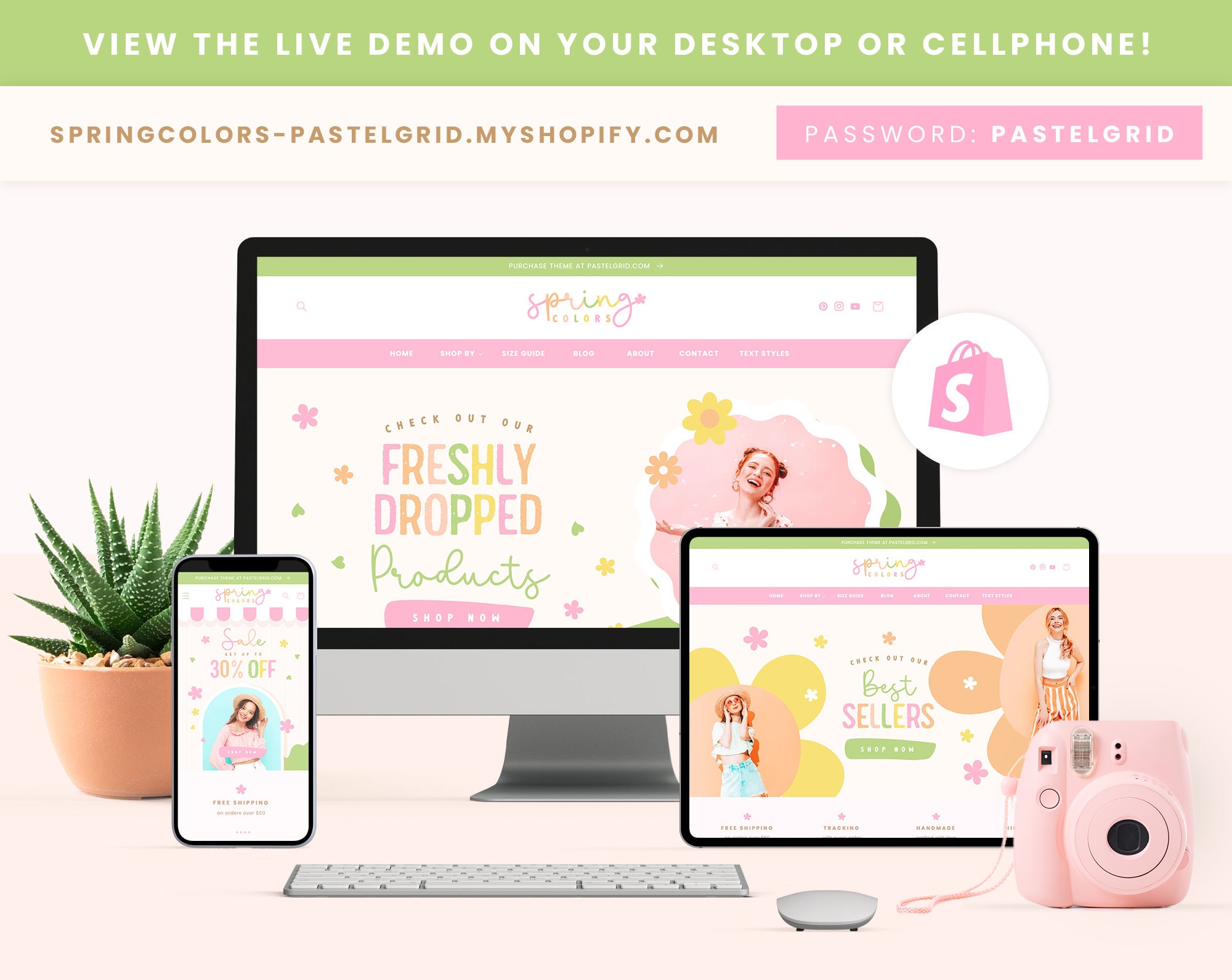 Shopify Header Spring Collection Shopify Theme Spring Colorful Customizable Colors Shopify Template ...