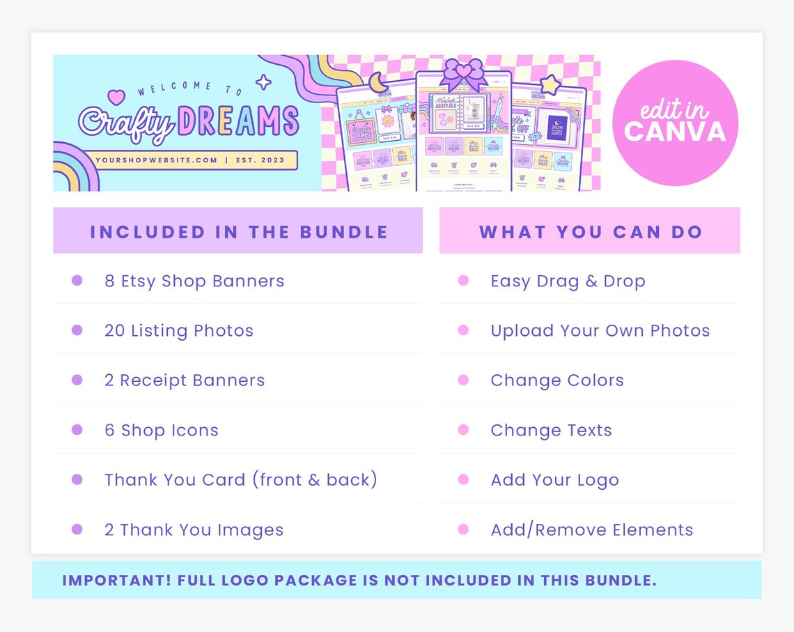 Etsy Shop Banner Templates, Purple Pink Blue Bright Colors Editable ...