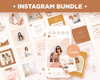 Instagram-berichtensjabloonbundel in vierkant, portret en verhalen in Boho Dream - Canva bewerkbare sociale media-sjablonen