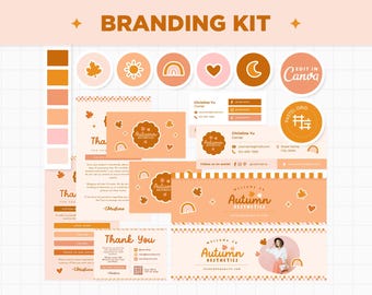Branding Kit Canva Templates Editable Customizable Business Cards Thank You Cards Facebook Cover Instagram Highlights Youtube Twitter - AAT