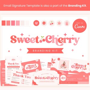 Email Signature Template Editable in Canva, Red Pink Cherry Colors ...