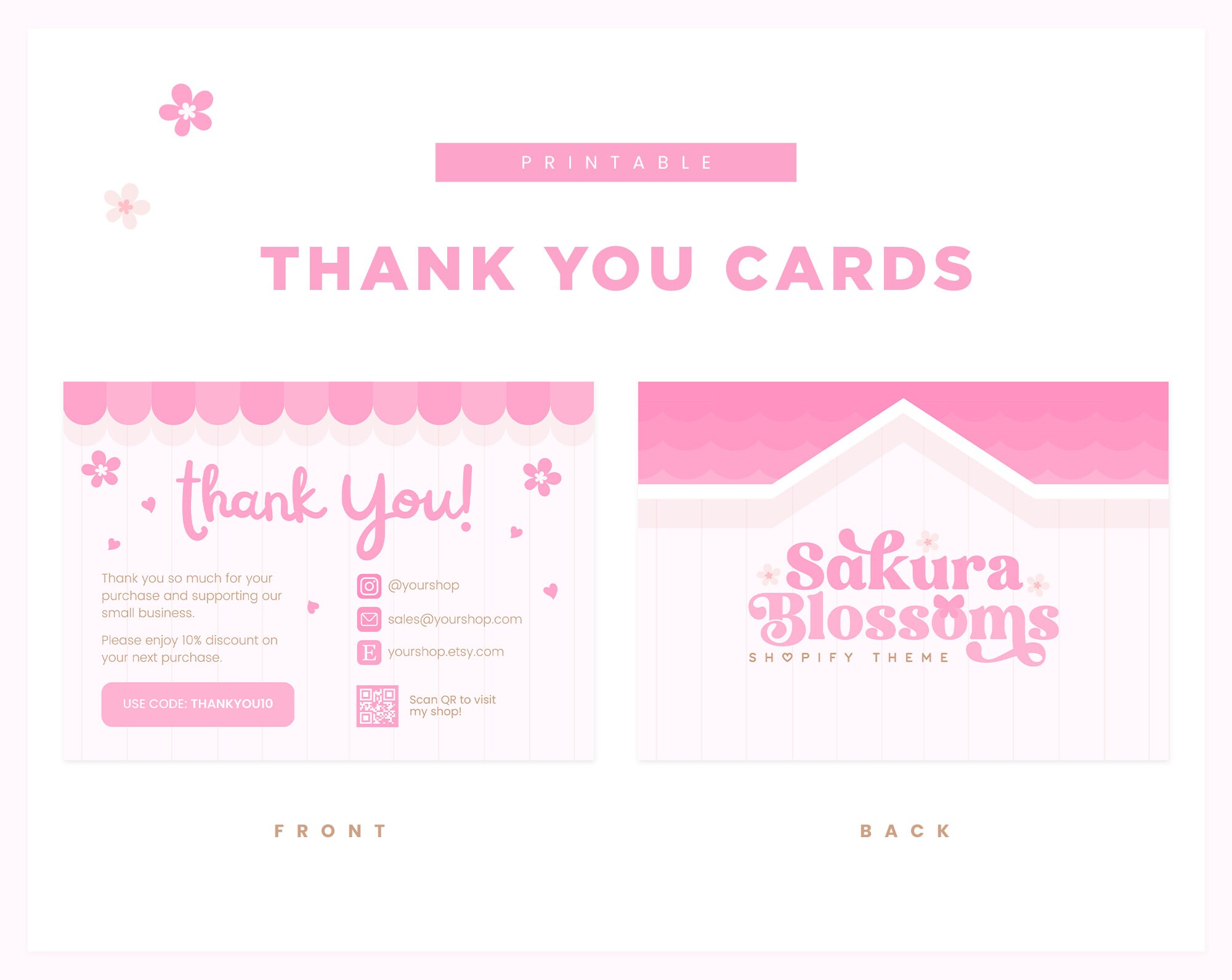 Branding Kit Pink Sakura Cherry Blossoms Canva Template Editable ...