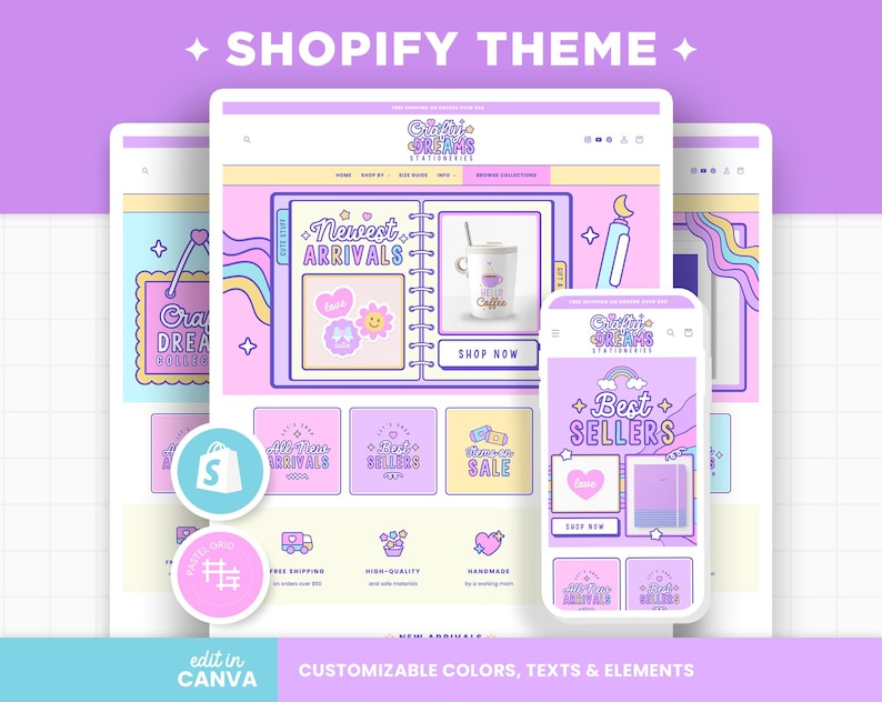 Pink Code Color Schemes Shopify Shopify Theme Purple Pink Blue Colors Customizable Shopify Template ...