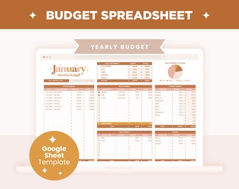 Boho Budget Spreadsheet Extended, Digital Budget Planner, Annual and Monthly Google Sheet Editable Template, Savings, Debt Payment