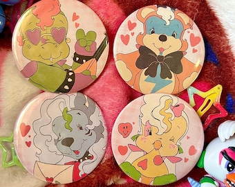 FNaF Valentines Day GLAMROCK Freddy Monty Chica Roxy 1.7 in Buttons