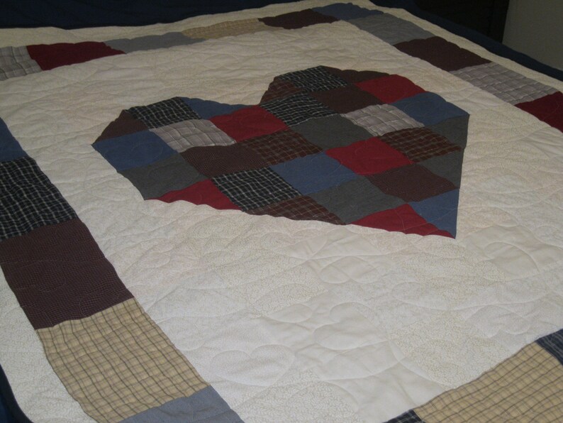 Memorial Quilt Heart Memory Quilt Made with Clothing Etsy