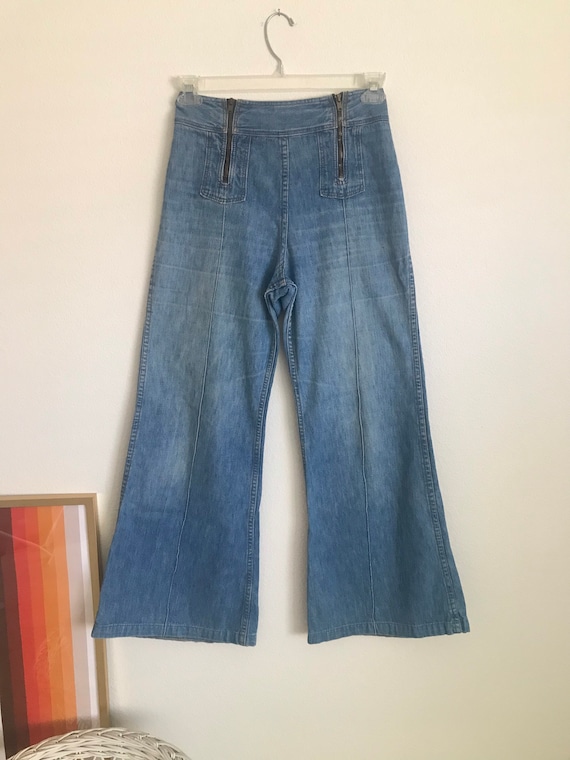 Maverick 1970s Bellbottom double zipper jeans