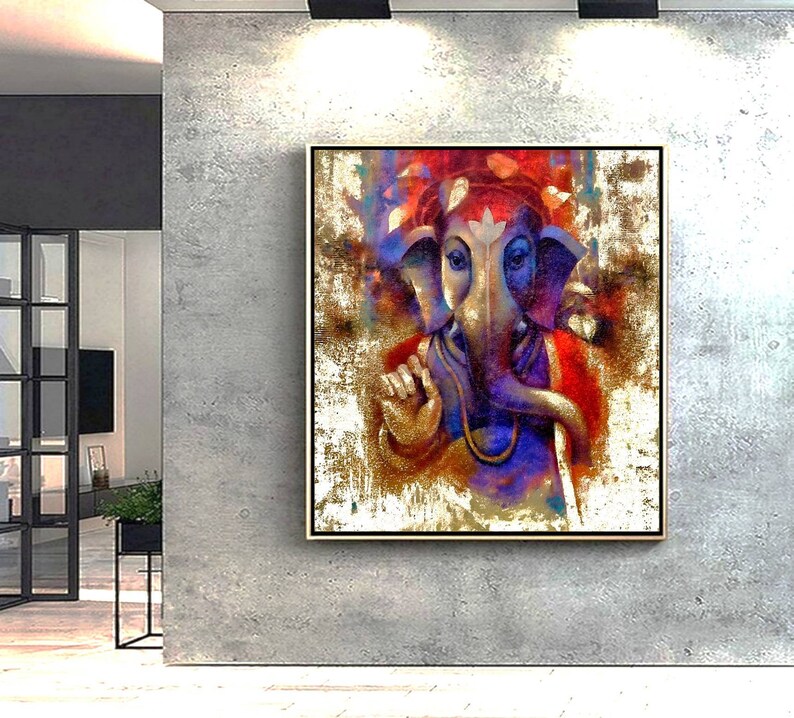 Buy Lord Ganesha Painting, Modern Art, Large Size,texture Art Abstract ...